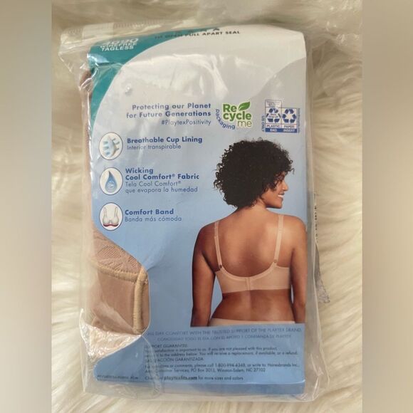 Playtex 18 hr new super soft cool & breathable 4 way support bra 4690 44C taupe - Picture 3 of 7